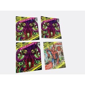 NEW Lot 4 Crayola Art With Edge - 3 Optical Illusion & 1 Spider Man